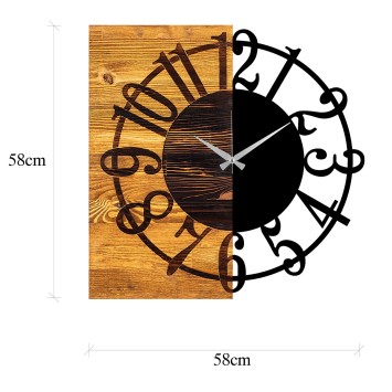 Reloj de pared madera Modelo 1 nogal negro 58x3x58 cm