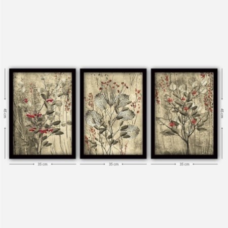 Cuadro decorativo enmarcado 3SC83 multicolor 35x45 cm (3 piezas)