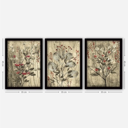 Cuadro decorativo enmarcado 3SC83 multicolor 35x45 cm (3 piezas)