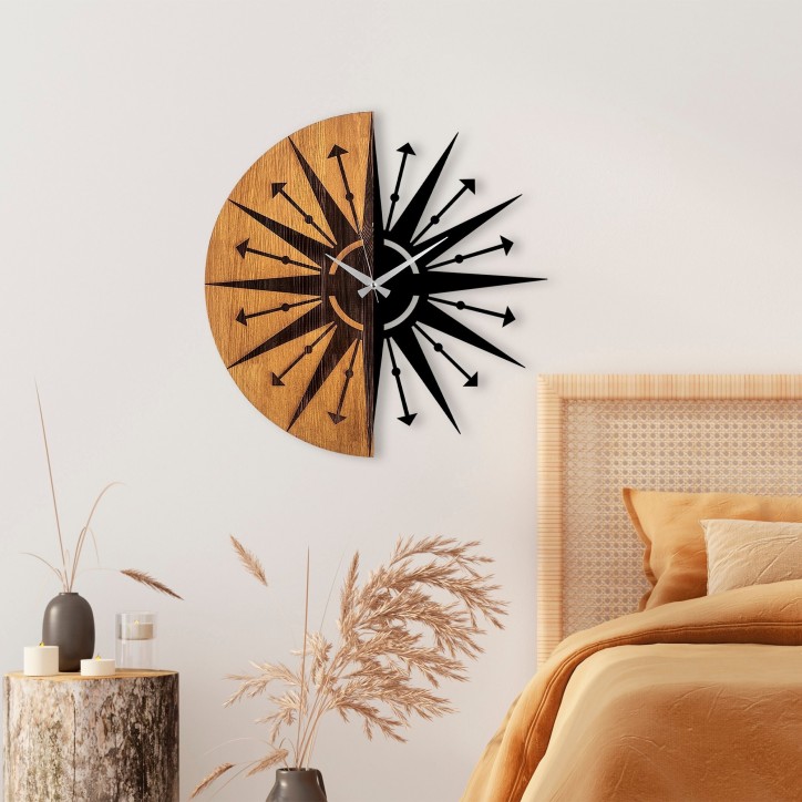 Reloj de pared madera Modelo-75 nogal negro diámetro 56 cm