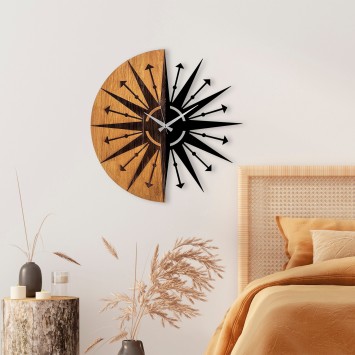 Reloj de pared madera Modelo -75 nogal negro diámetro 56 cm