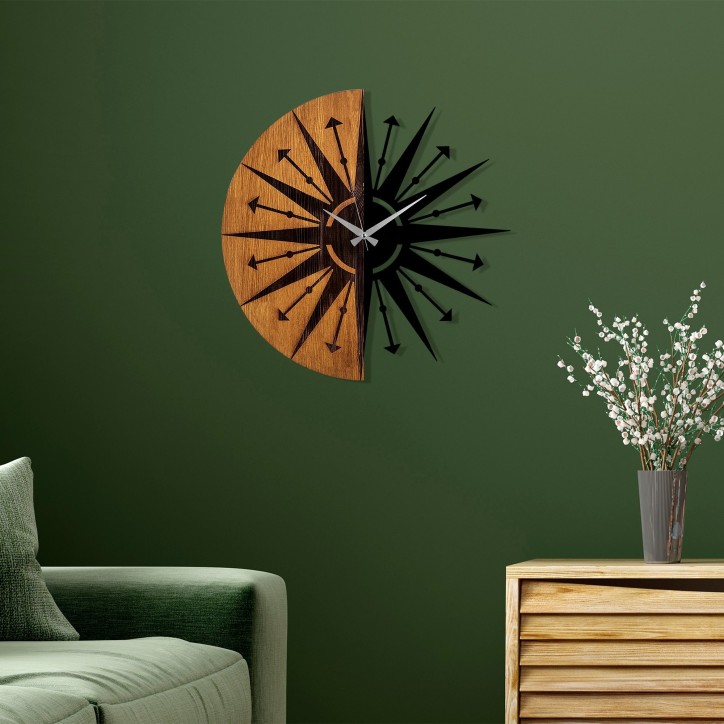 Reloj de pared madera Modelo-75 nogal negro diámetro 56 cm