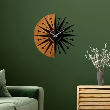 Reloj de pared madera Modelo -75 nogal negro diámetro 56 cm