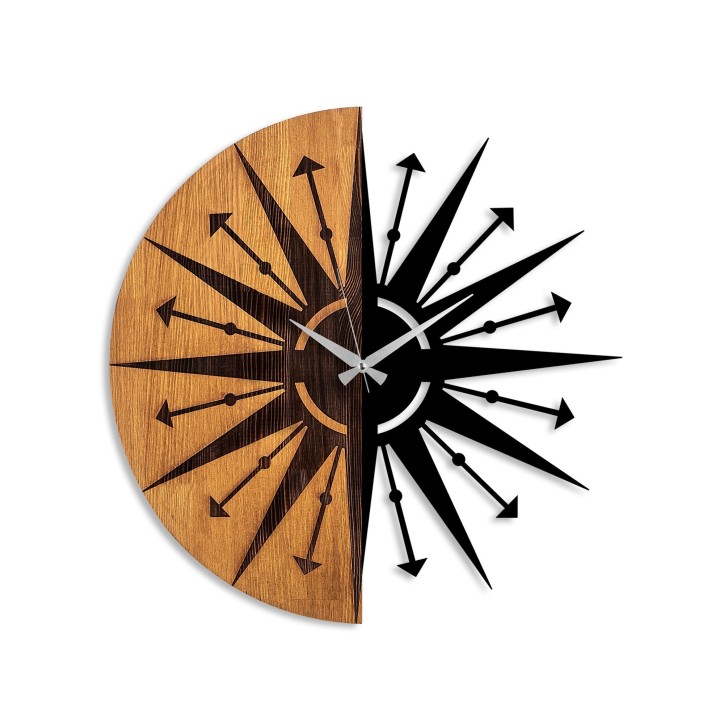 Reloj de pared madera Modelo-75 nogal negro diámetro 56 cm