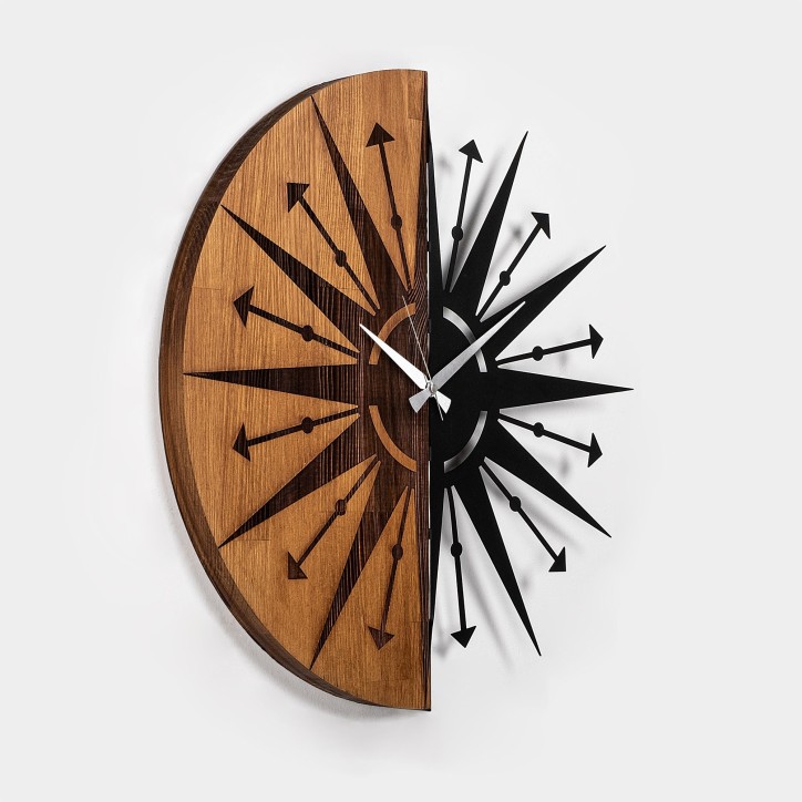 Reloj de pared madera Modelo-75 nogal negro diámetro 56 cm