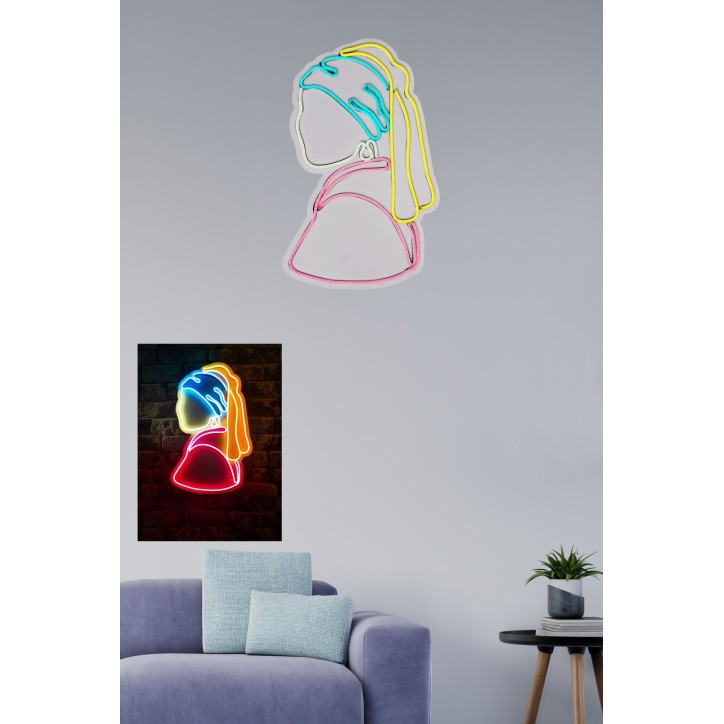 Iluminación LED decorativa de plástico Girl With A Pearl Earring Pinky multicolor 47 cmx25 cmx2 cm