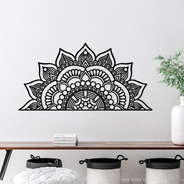 Decoración pared de metal Mandala-S-3 negro 118x1.5x59 cm