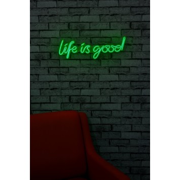 Iluminación LED decorativa de plástico Life Is Good verde 57x17x2 cm