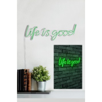 Iluminación LED decorativa de plástico Life Is Good verde 57x17x2 cm