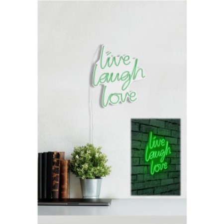 Iluminación LED decorativa de plástico Live Laugh Love verde 30.5x35.5x2 cm