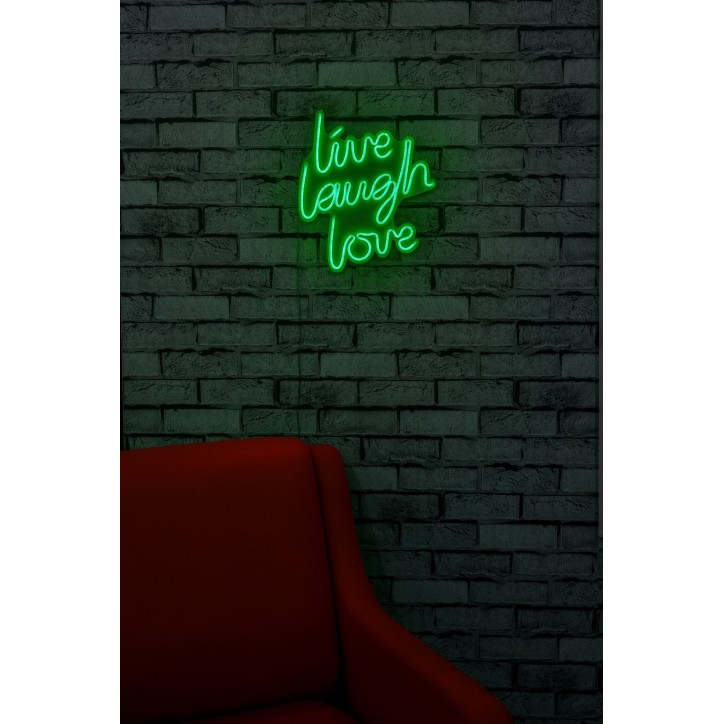 Iluminación LED decorativa de plástico Live Laugh Love verde 30.5x35.5x2 cm