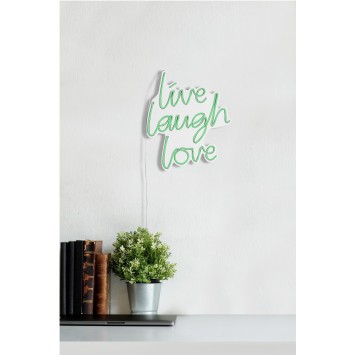 Iluminación LED decorativa de plástico Live Laugh Love verde 30.5x35.5x2 cm