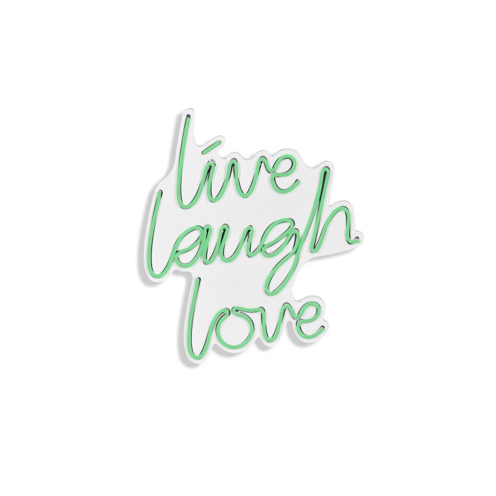 Iluminación LED decorativa de plástico Live Laugh Love verde 30.5x35.5x2 cm