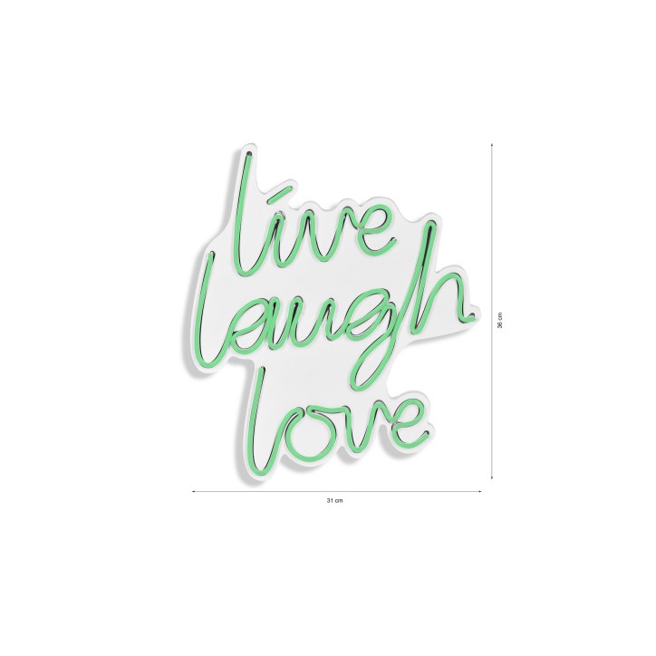 Iluminación LED decorativa de plástico Live Laugh Love verde 30.5x35.5x2 cm