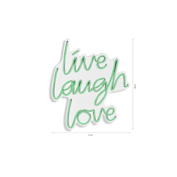 Iluminación LED decorativa de plástico Live Laugh Love verde 30.5x35.5x2 cm