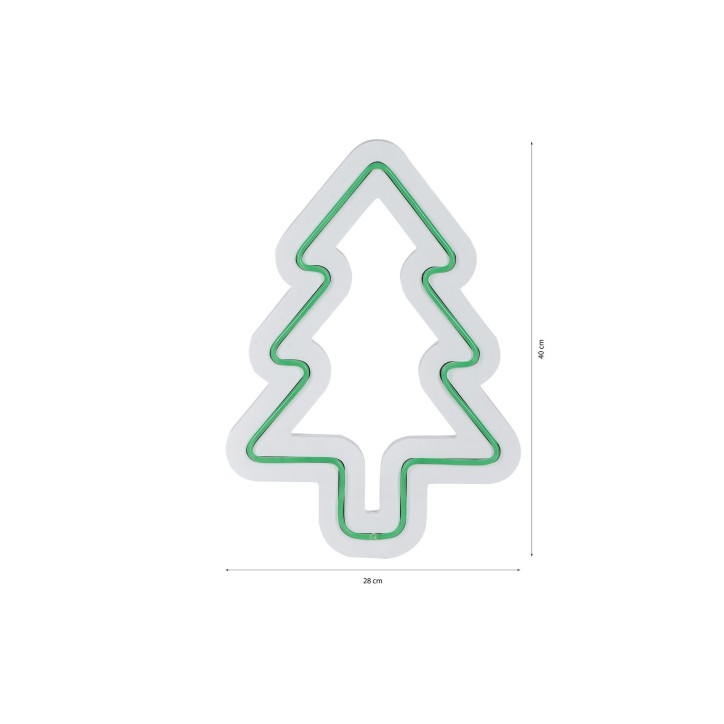 Iluminación LED decorativa de plástico Christmas Pine verde 21x30x2 cm