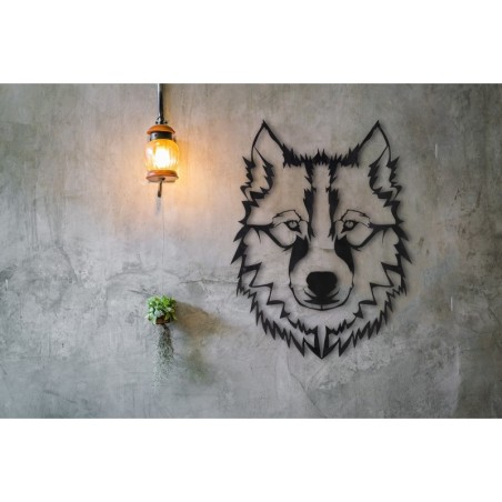 Decoración pared de metal Wolf v11 negro 38x50 cm