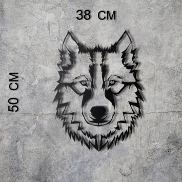 Decoración pared de metal Wolf v11 negro 38x50 cm