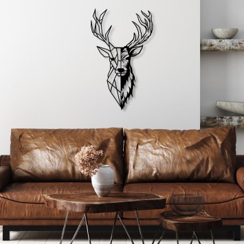 Decoración pared de metal Red Deer 2 negro 42x70 cm