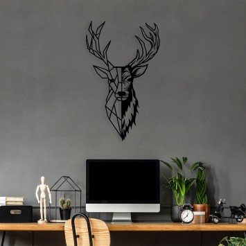 Decoración pared de metal Red Deer 2 negro 42x70 cm