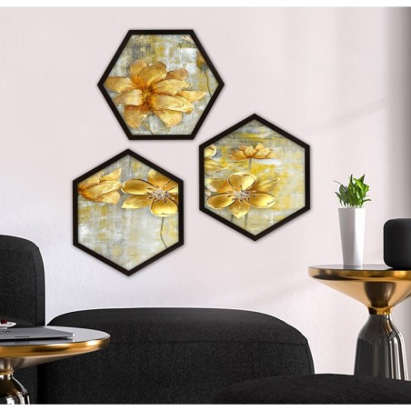 Cuadro decorativo enmarcado 6GEN144280 multicolor 35x35 cm (3 piezas)