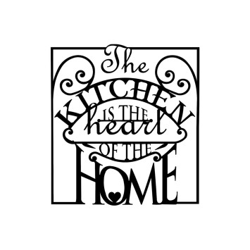 Decoración pared de metal The Kitchen Is The Heart Of The Home negro 56x0.15x53 cm