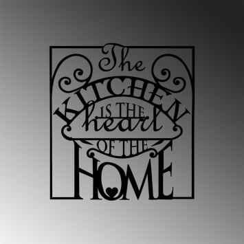 Decoración pared de metal The Kitchen Is The Heart Of The Home negro 56x0.15x53 cm