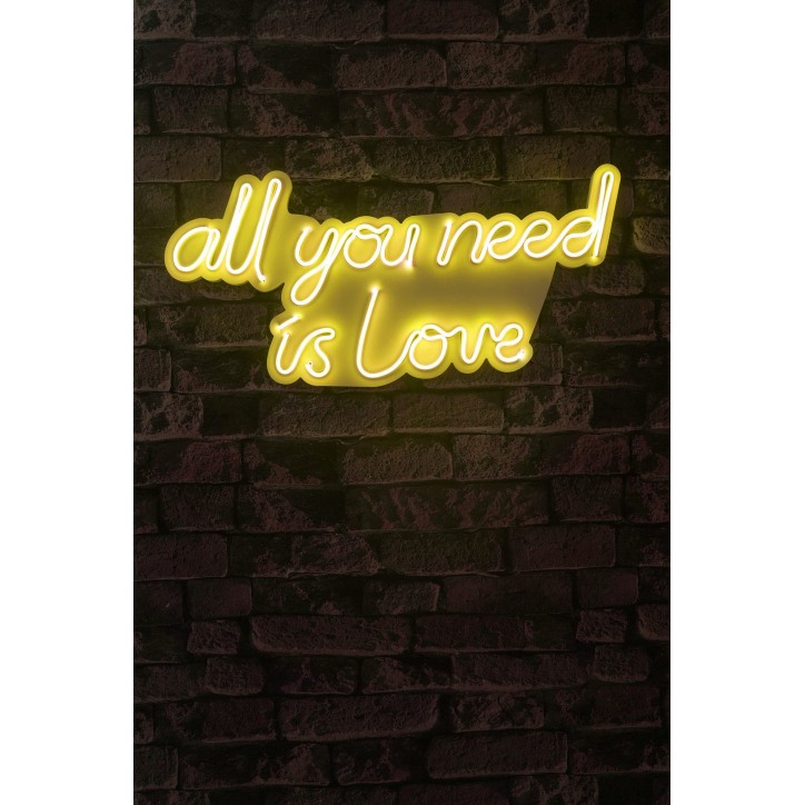 Iluminación LED decorativa de plástico All You Need is Love amarillo 32x60x2 cm