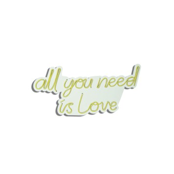 Iluminación LED decorativa de plástico All You Need is Love amarillo 32x60x2 cm