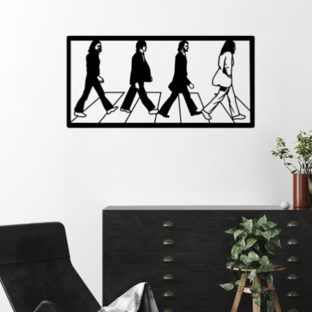 Decoración pared de metal The Beatles negro 80x39 cm