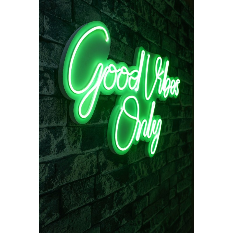 Iluminación LED decorativa de plástico Good Vibes Only 2 verde 37x62x2 cm