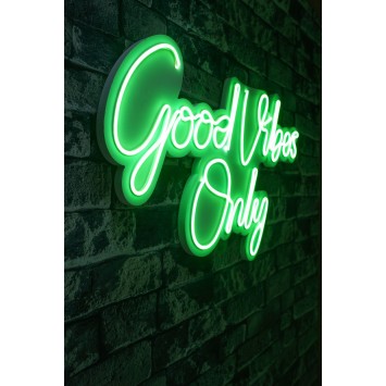 Iluminación LED decorativa de plástico Good Vibes Only 2 verde 37x62x2 cm