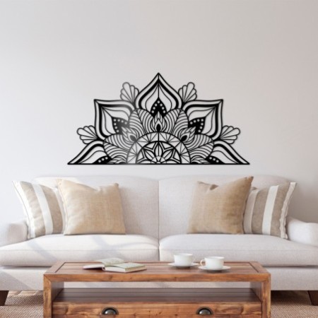 Decoración pared de metal Mandala 1 negro 154x78 cm