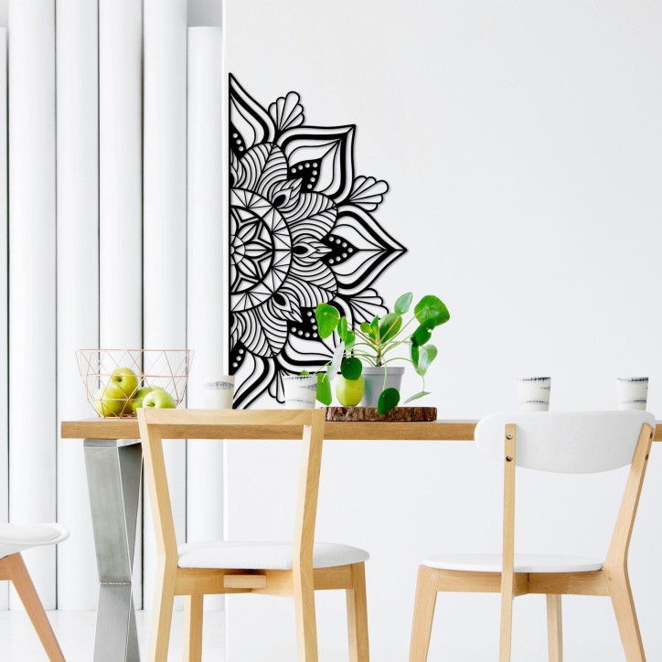 Decoración pared de metal Mandala 1 negro 154x78 cm