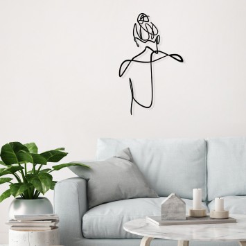 Decoración pared de metal Woman With Hair Bun negro 39x57 cm