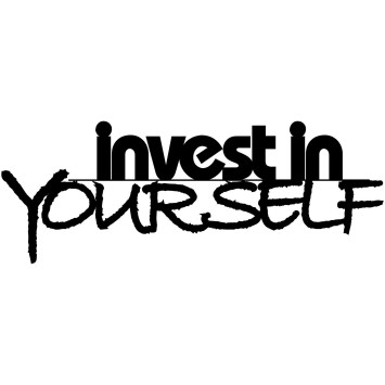 Decoración pared de metal Invest In Yourself negro 75x28 cm