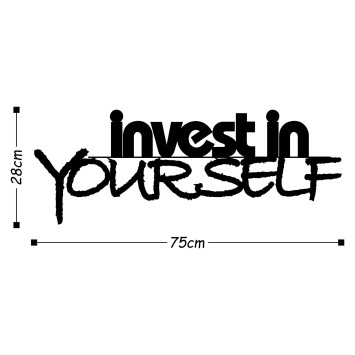 Decoración pared de metal Invest In Yourself negro 75x28 cm