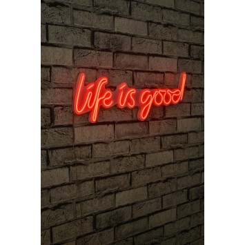 Iluminación LED decorativa de plástico Life Is Good rojo 57x17x2 cm