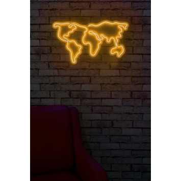 Iluminación LED decorativa de plástico World Map amarillo 66x38x2 cm