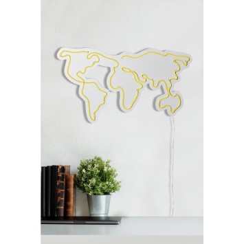 Iluminación LED decorativa de plástico World Map amarillo 66x38x2 cm