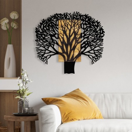 Decoración pared de madera Tree 1 nogal negro 93x3x86 cm