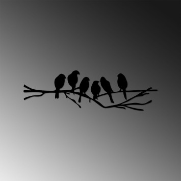 Decoración pared de metal Birds On The Branch negro 70x21 cm