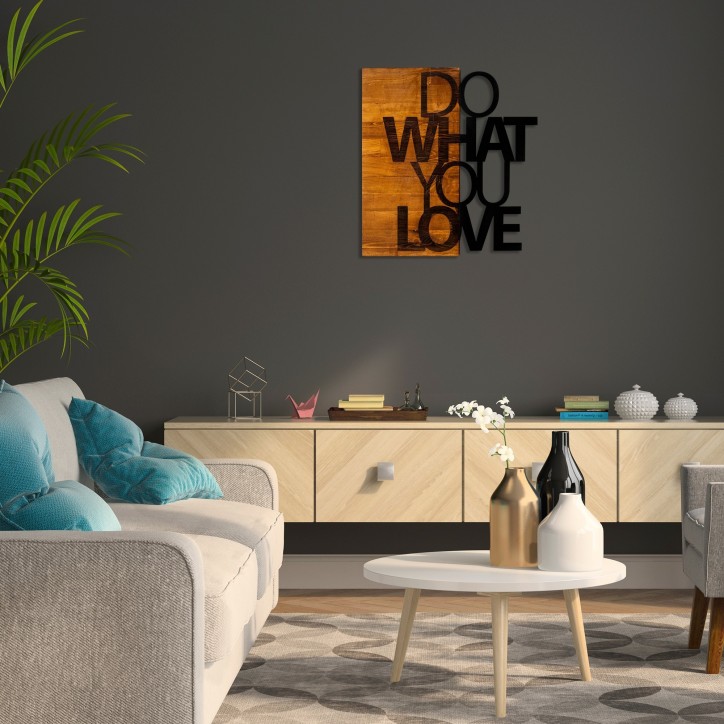 Decoración pared de madera Do What You Love nogal negro 54x58 cm