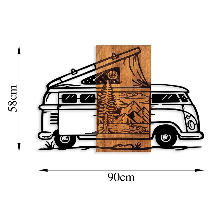 Decoración pared de madera Caravan Holiday-379 nogal negro 90x58 cm