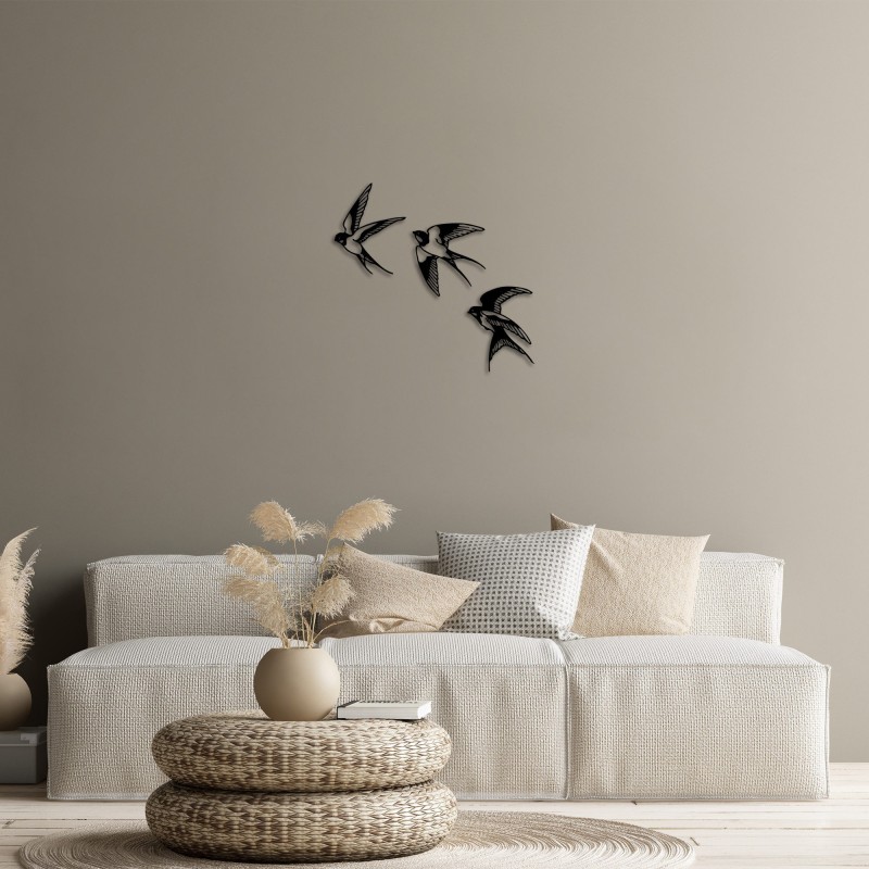 Decoración pared de metal Swallows -294 negro 21x27 cm (1 pieza)