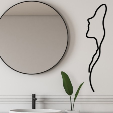 Decoración pared de metal Woman Face Profile negro 18x0.15x74 cm