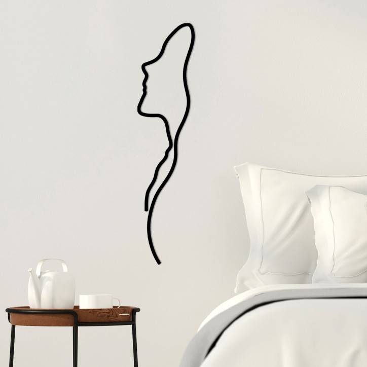 Decoración pared de metal Woman Face Profile negro 18x0.15x74 cm