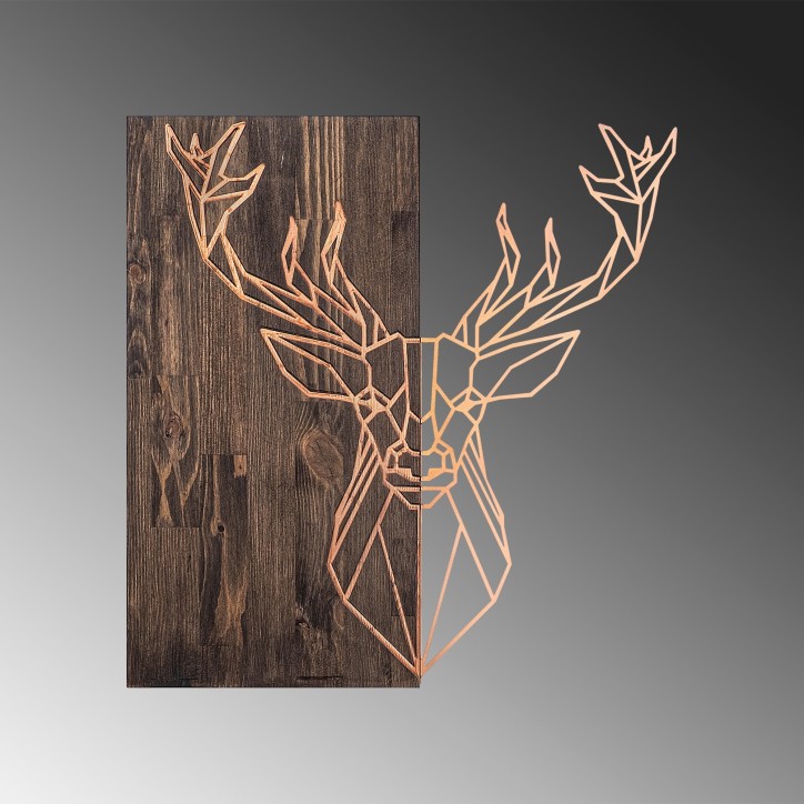 Decoración pared de madera Deer1 nogal cobre 56x58 cm