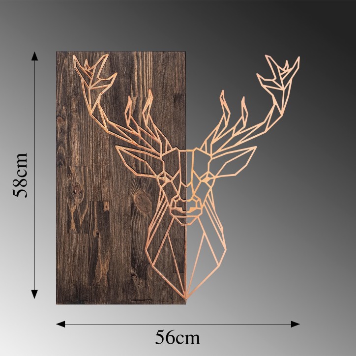 Decoración pared de madera Deer1 nogal cobre 56x58 cm