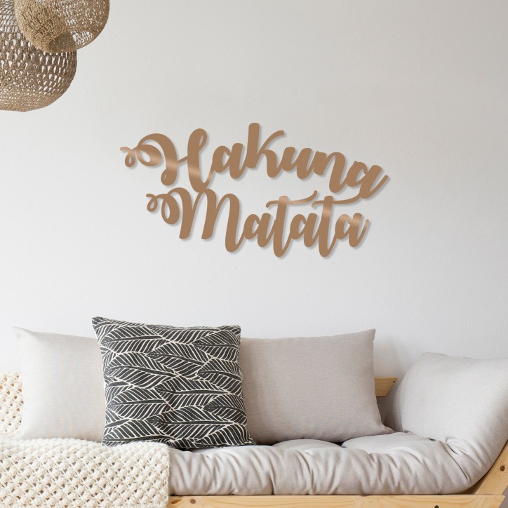 Decoración pared de metal Hakuna Matata cobre 70x35 cm